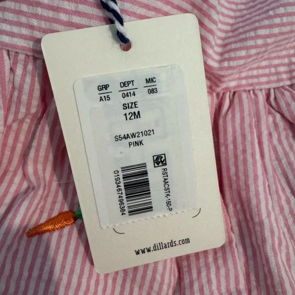 Easter Pink Striped Seersucker Kids Dress with Bow and Bloomers - NWT - Picture 5 of 6